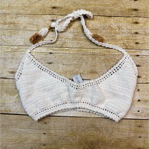 She Made Me Crochet Bikini Halter Top in White